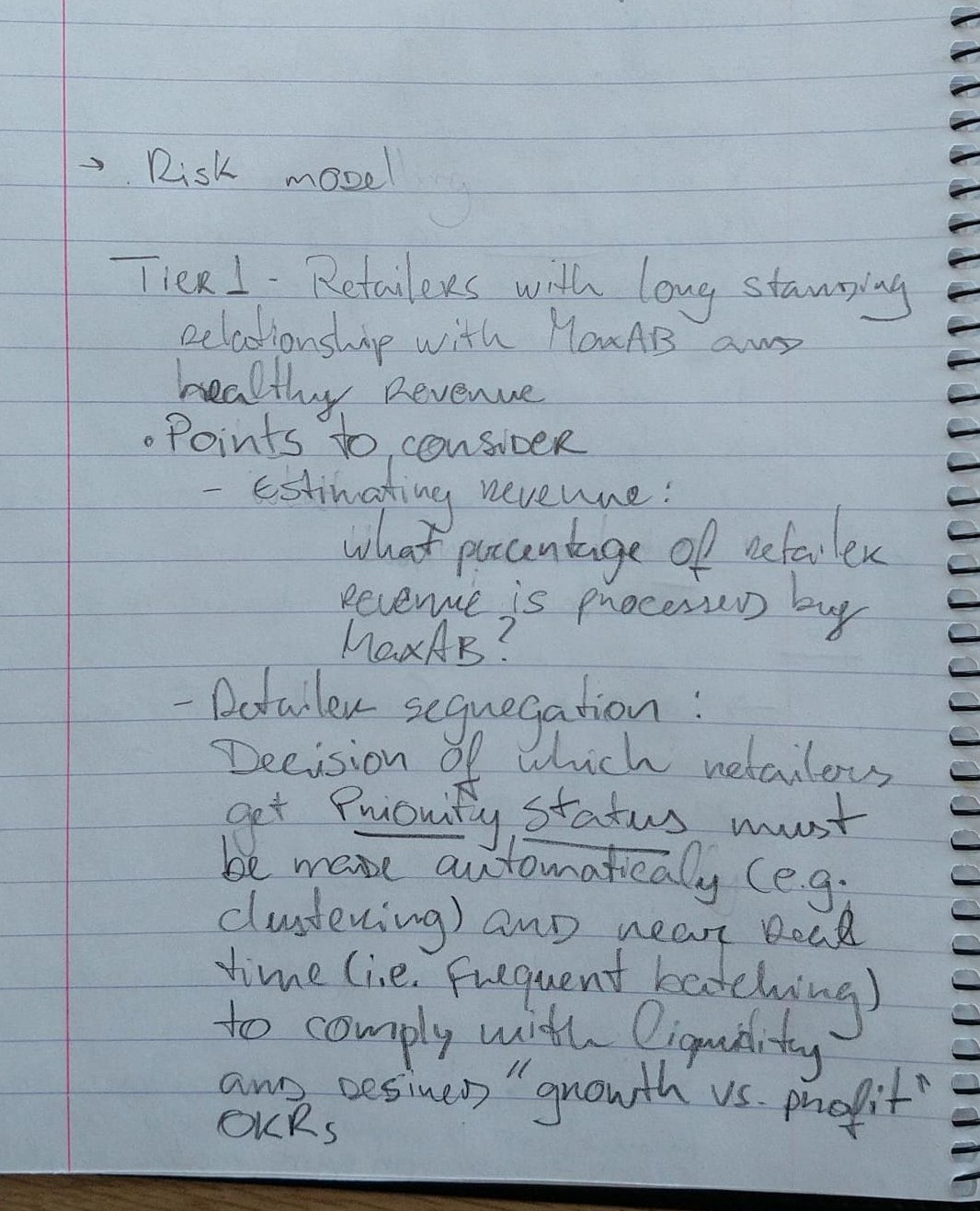 Brain dump 2 on tiered risk model MVP