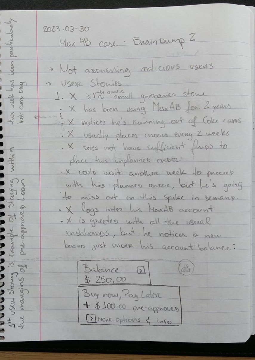 Brain dump on user story